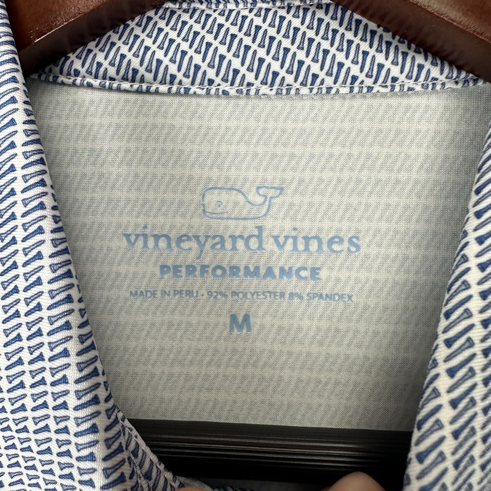 Vineyard Vines Polo Shirt Womens Medium Blue Geometric Performance Golf Stretch - Picture 3 of 8